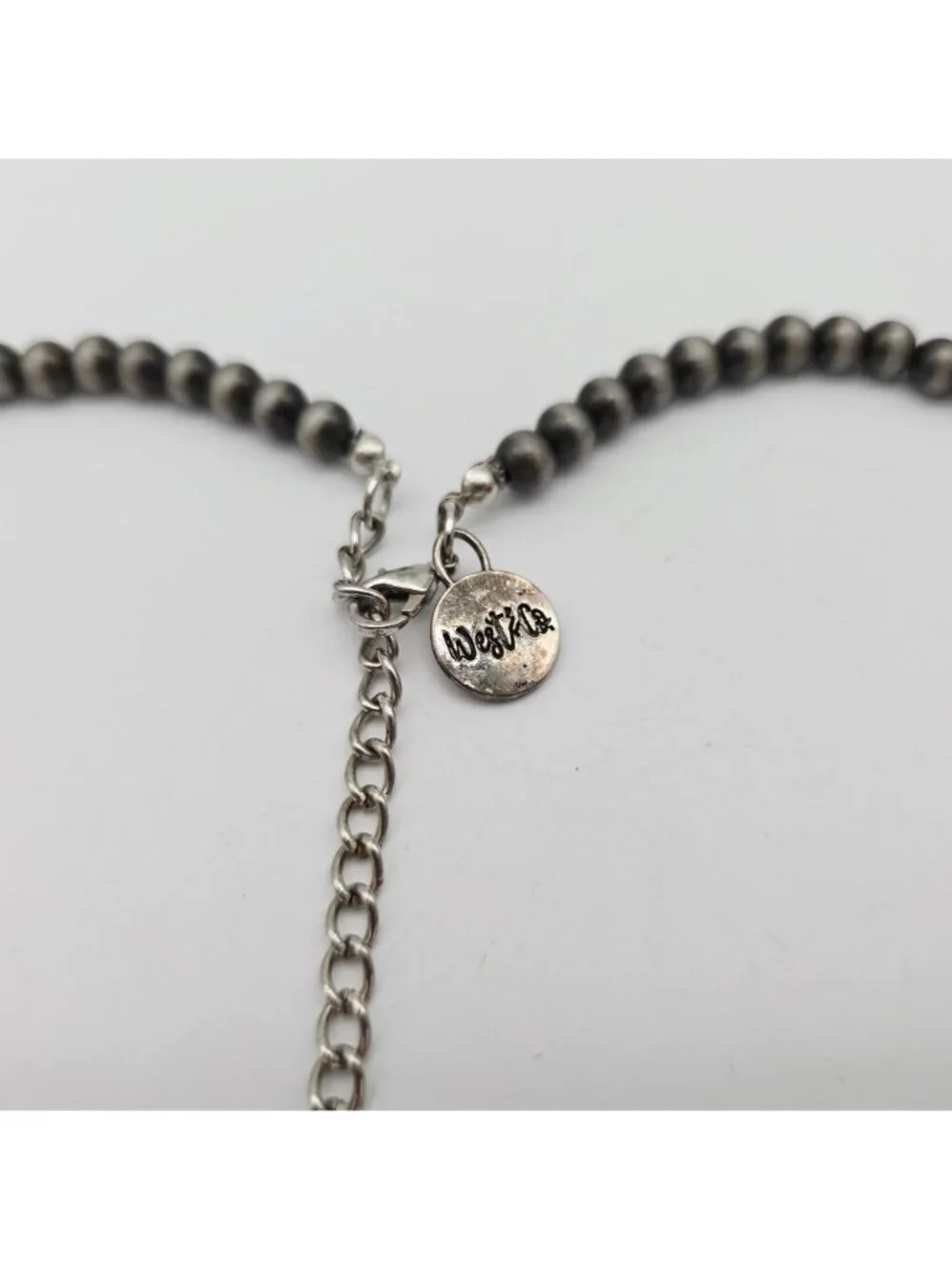 Women's Faux Navajo Pearl Turquoise Bar Necklace 18" - Picture 4 of 9